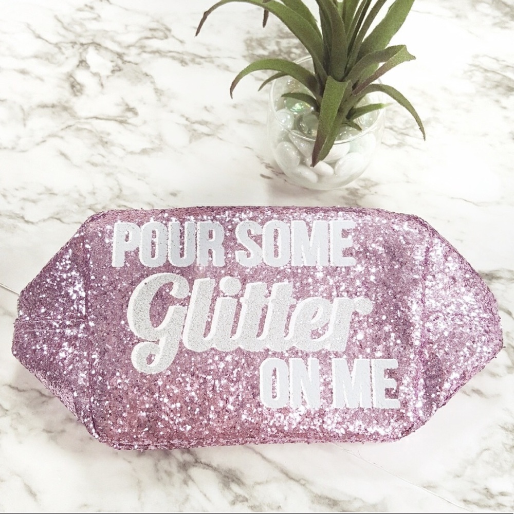 Fieldcrest Luxury pink glitter graphic cosmetic